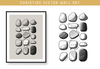 The stones will cry out. Christian scripture motivation poster and inspirational wall art. Bible verse. Christian quote for inspiration. Vector illustration