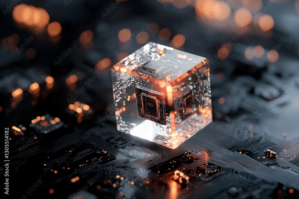 Poster the abstract quantum computing circuit features a futuristic design, made possible by generative ai 