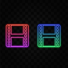Film icon. Editable Vector Outline. neon style.Flat symbol cinema strip or photo strip isolated on white background. Single Pictogram.