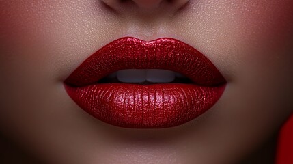 Fototapeta premium a close up of a woman's lips with red lipstick