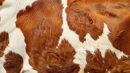 This cow skin print showcases a striking pattern of rich brown and white colors against a clean white background, emphasizing its natural textures and hues.