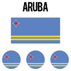 Aruba Flag. National Aruba flag. Flag of Aruba. Flag of Aruba Vector graphics