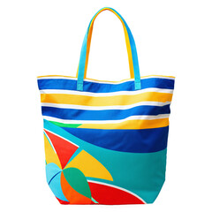 Fototapeta premium Tourist Colorful beach bag isolated on transparent background