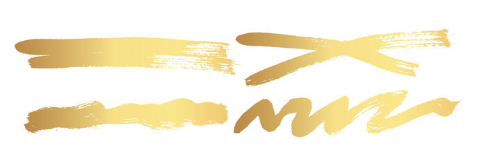 Obraz premium Gold Ink brush strokes. Golden Brush Stroke. Golden paint stains. Vector golden stain. Gold paint and ink brush strokes. Vector gold paint stroke set