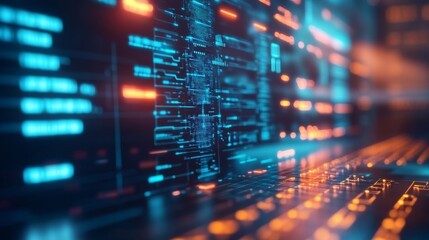 Obraz premium Futuristic digital data interface display.