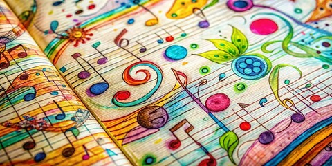 Low Light Music Doodle Journal Background Texture - Artistic Sketch