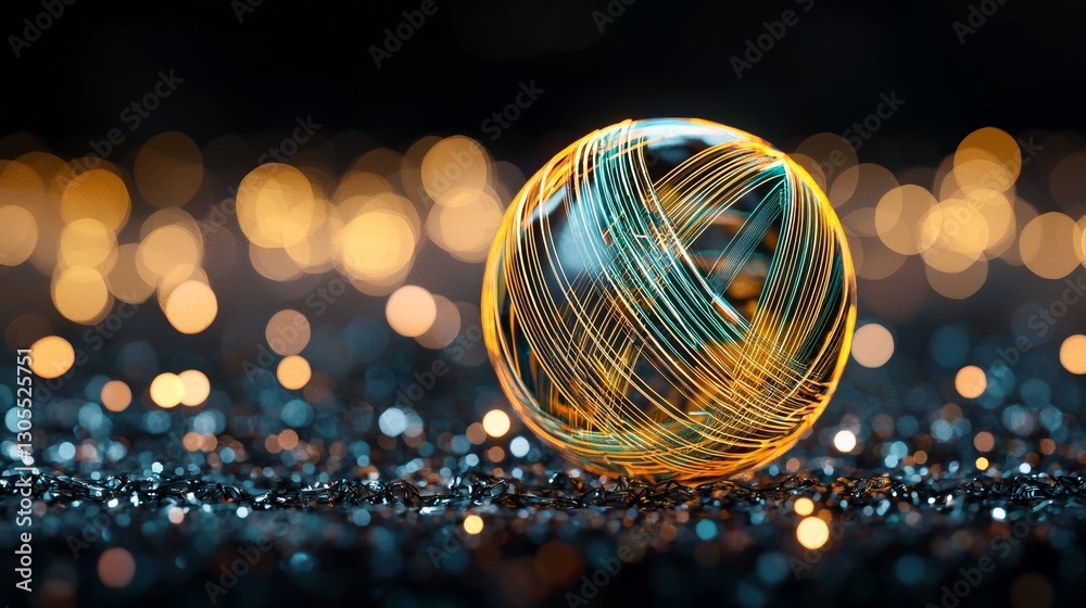 Poster background of quantum computing featuring an illustration of a qubit and field force set against a s