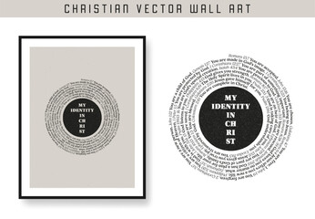 My identity in Christ. Christian scripture motivation poster and inspirational wall art. Bible verse. Christian quote for inspiration. Vector illustration