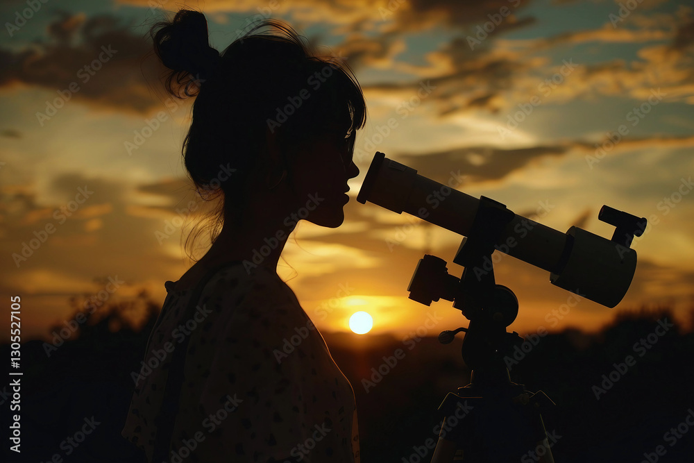 Wall mural an astronomer observing the solar eclipse generative ai image
