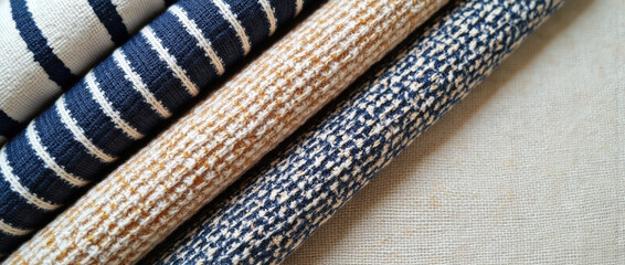 Beautiful collection of textured fabrics in natural colors