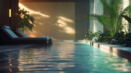 Fototapeta premium Stylish spa interior with elegant wood and minimalist decor high resolution picture