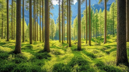 Obraz premium Sunny Alpine Forest