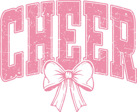 Cheer distressed coquette bow SVG, cheer vector