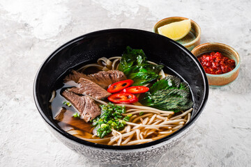 Thai pho bo soup with beef