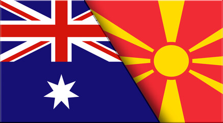 Obraz premium Flags of Australia and North Macedonia. Australian and North Macedonian flags