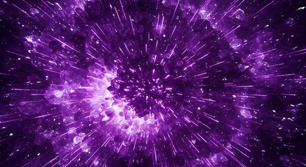 Abstract Purple Explosion with Light Streaks and Crystal Shards