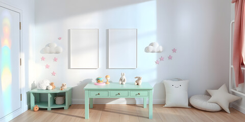 Minimalist Scandinavian Children's Room with Soft Pastel Decor