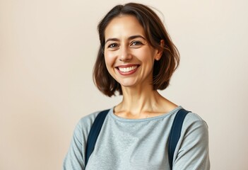 Obraz premium Photorealistic portrait of a warm-hearted female community volunteer