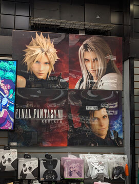 Exciting display featuring characters from a popular video game in a gamestop store