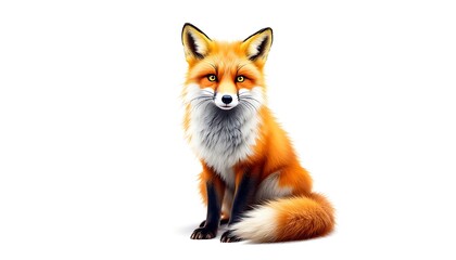 Obraz premium Wild Red Fox Portrait on White Background