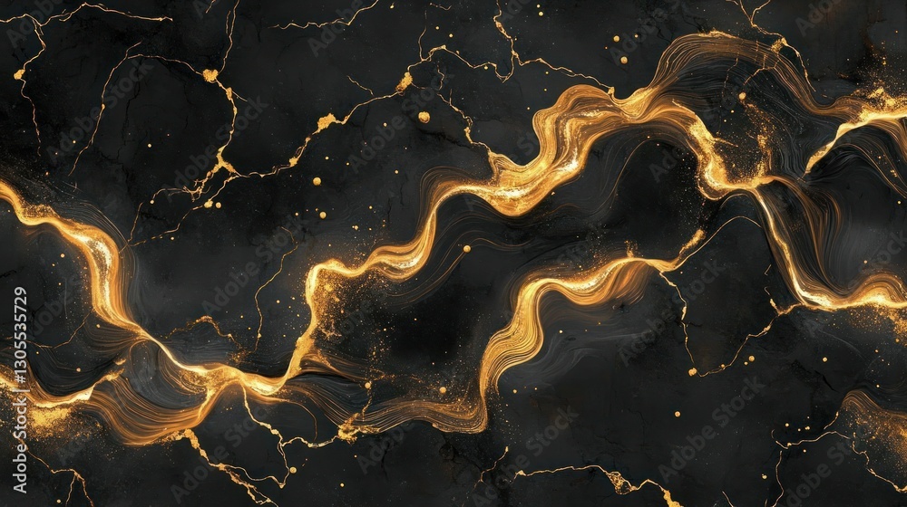 Poster a dark elegant texture of gold and black marble patterns