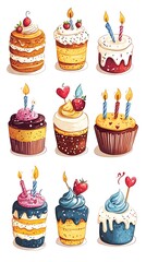 Festive birthday cakes & cupcakes