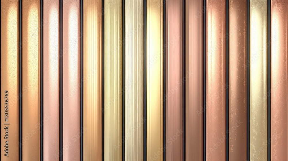 Poster vertical metallic panels with varying colors and light reflections