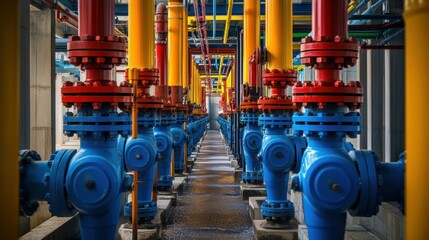 A perspective view of pipes in a manufacturing plant