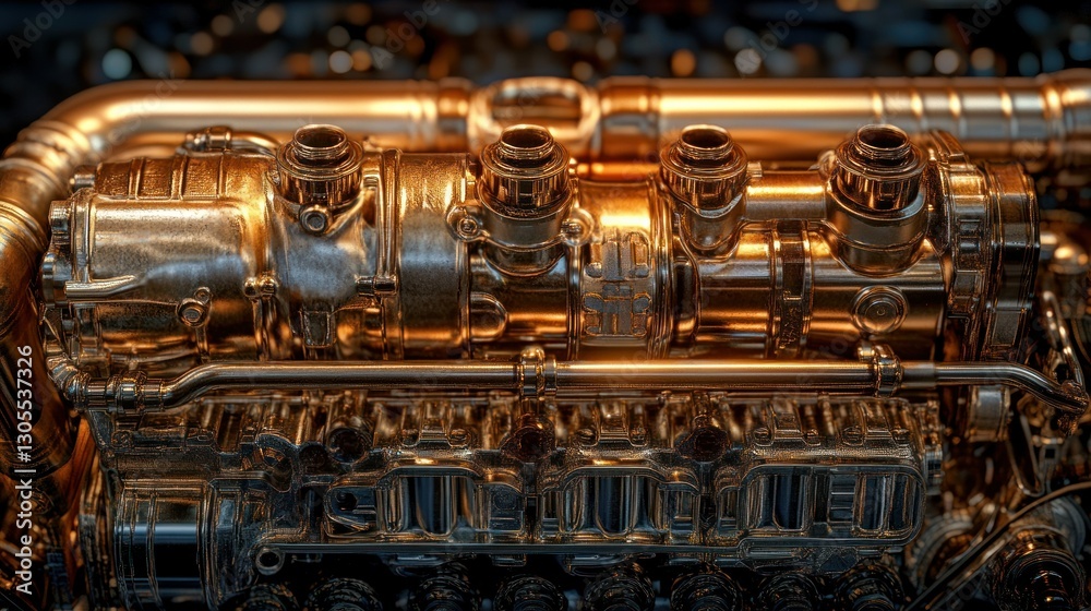 Poster A close up of a mechanical engine system design