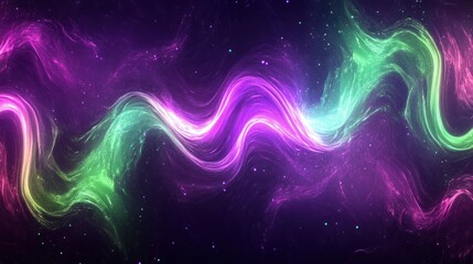 Obraz premium A colorful waving nebula against a dark star filled background