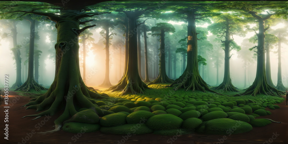 Wall mural full 360 degrees seamless spherical panorama hdri equirectangular projection of fairtale magic mysti