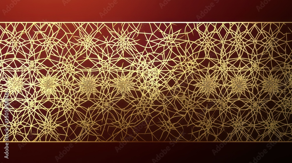 Aufkleber decorative gold pattern over a deep red background