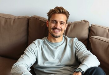 Obraz premium Relaxed male trendsetter on a couch