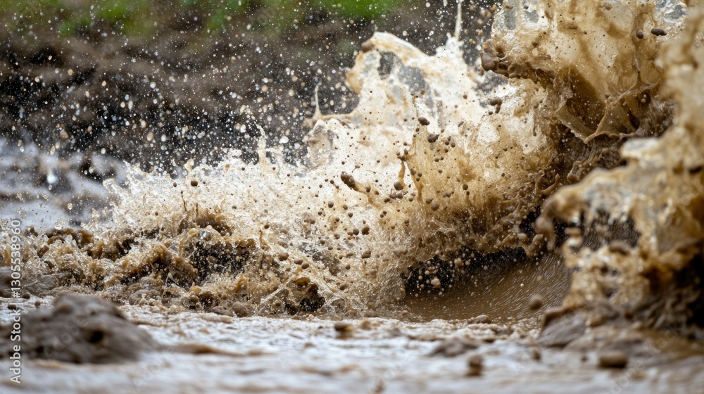 Aufkleber dynamic explosion of mud and water creates impressive splatter effect