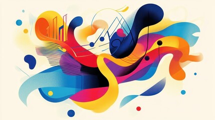 Obraz premium A colorful abstract art design depicting music and shapes