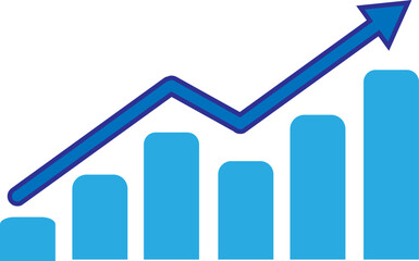 Fototapeta premium Graph diagram up icon, business growth success chart with arrow, vector illustration