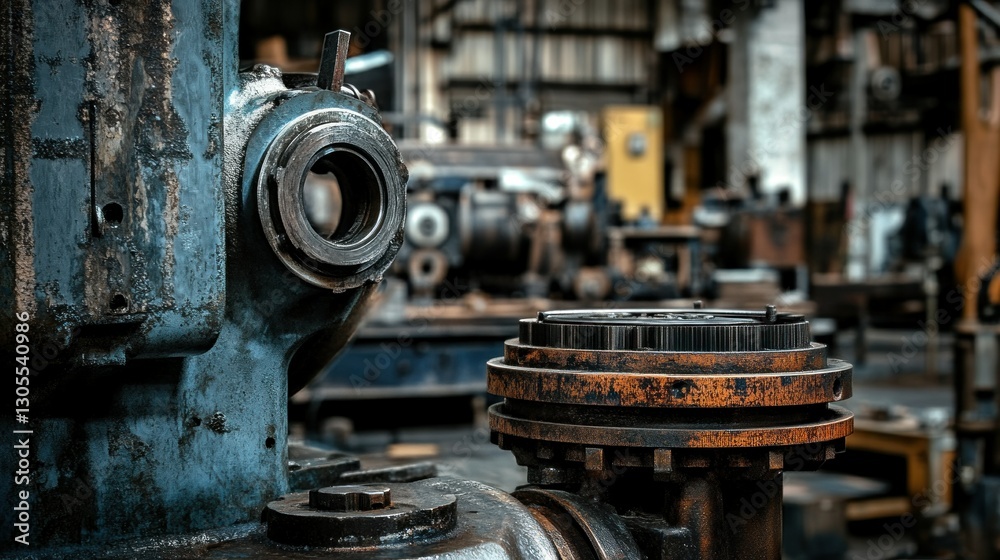 Poster a rust covered machine displays industrial mechanical details clearly