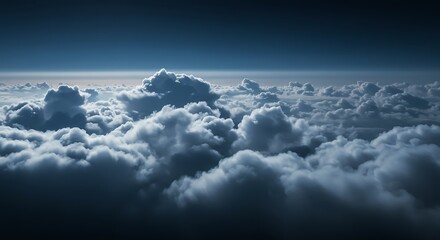 Obraz premium Aerial View of Fluffy Clouds Under Blue Sky Creates Peaceful Scene