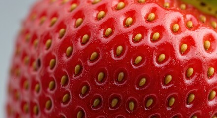 Close Up of a Fresh Red Strawberry Showing Seeds and Texture