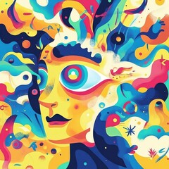 Fototapeta premium A vibrant and abstract portrait of a human face