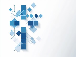 Abstract Geometric Pattern with Medical Elements in Blue Tones and Cross Shape Design
