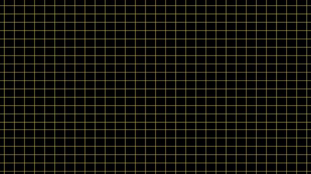 Animation of blue squares with white markers over grid background. The background consists of a digital plexus of a high-tech grid. Small squares and HUD lines into the space.