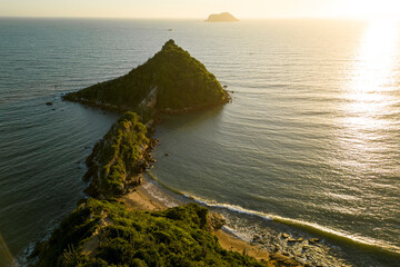 Beautiful Scenery During Sunrise at Ponta do Pai Vitorio Viewpoint With Rocks in the Ocean in Armacao dos Buzios Town Near Rio de Janeiro City