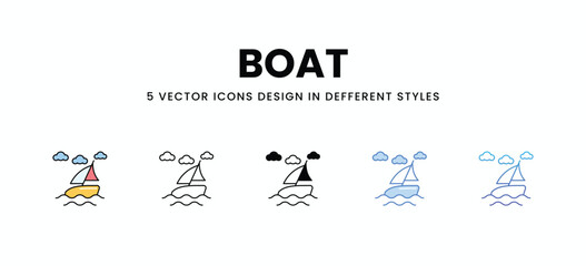 Naklejka premium Boat vector icons set stock illustration.