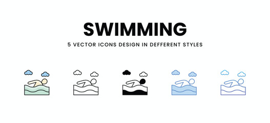 Swimming vector icons set stock illustration.