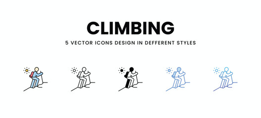 Climbing vector icons set stock illustration.