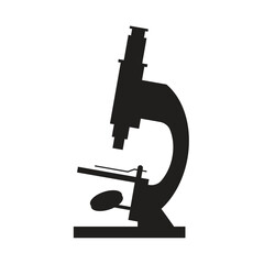 Microscope silhouette. Icon on a white background. Vector illustration.