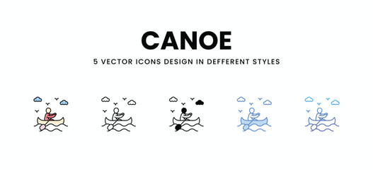 Canoe vector icons set stock illustration.