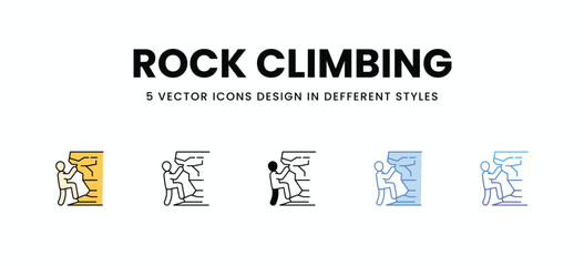 Rock Climbing vector icons set stock illustration.
