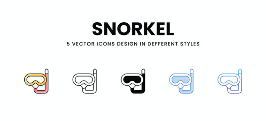 Snorkel vector icons set stock illustration.